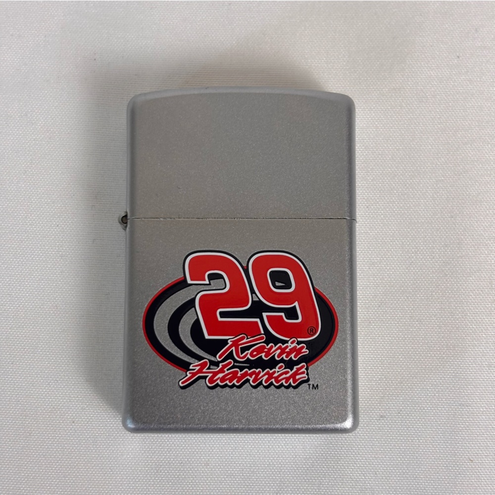 Zippo Vintage Kevin Harvick #29 Swoosh Lighter Chrome Brushed Lighter New - Picture 2 of 8